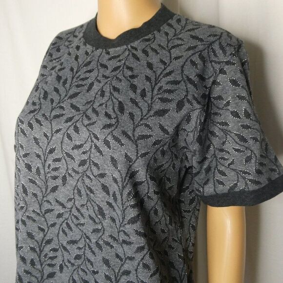 Cathy Daniels Vines Metallic 1/2 Short Sleeve Sweater Grey Silver Black Small - Picture 2 of 9